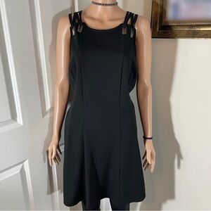Free People Black Backless Dress With Silver Hoops